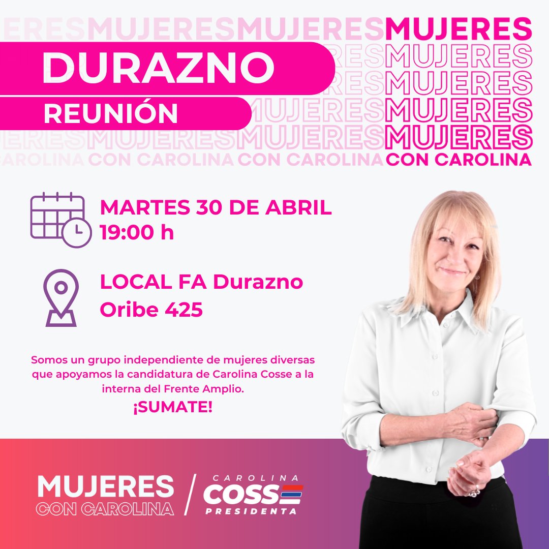 Martes reunión en #Durazno 
#MujeresConCarolina 🙌🏾