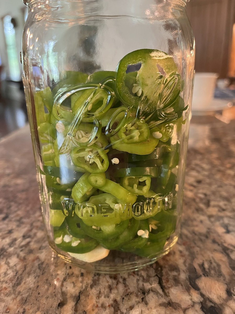 Pickled my first peppers for the season. #rosethicketfarms #homeandgarden #garden #freshproduce #jalapeñopeppers #bananapeppers #homemade #pickledpeppers