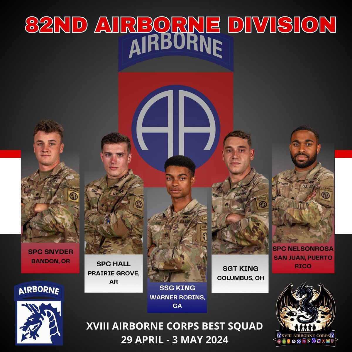 All American Division (@82ndabndiv) on Twitter photo Our Paratroopers will compete in the <a href="/18airbornecorps/">XVIII Airborne Corps & Fort Bragg</a> Best Squad Competition this week to earn a spot in the FORSCOM-level competition this summer. Wish them luck as they aim to take the top spot! What is your favorite best-of-rest competition? #AATW #FastFlatAccurateAndLethal Our Paratroopers will compete in the <a href="/18airbornecorps/">XVIII Airborne Corps & Fort Bragg</a> Best Squad Competition this week to earn a spot in the FORSCOM-level competition this summer. Wish them luck as they aim to take the top spot! What is your favorite best-of-rest competition? #AATW #FastFlatAccurateAndLethal