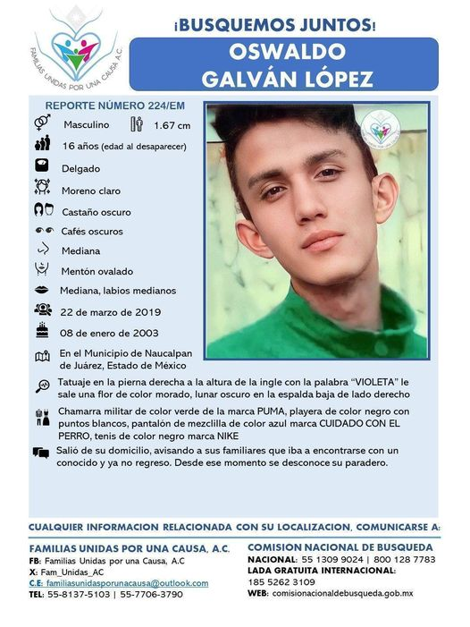 Fam_Unidas_AC's tweet photo. #HagamosRedes #TodosEnLaBúsqueda
De: OSWALDO GALVÁN LÓPEZ de 16 años (edad al desaparecer) #Desap el 22/03/19 en #Naucalpan #Edomex "Con tu voluntad para actuar podemos encontrarlo"🔁@Barbieroja @reynaldolopeztv @inakimanero @LaloGonzalezM @AtaloMO @ehiramhurtado @Rafa_Narro https://t.co/uRmyGHznzs