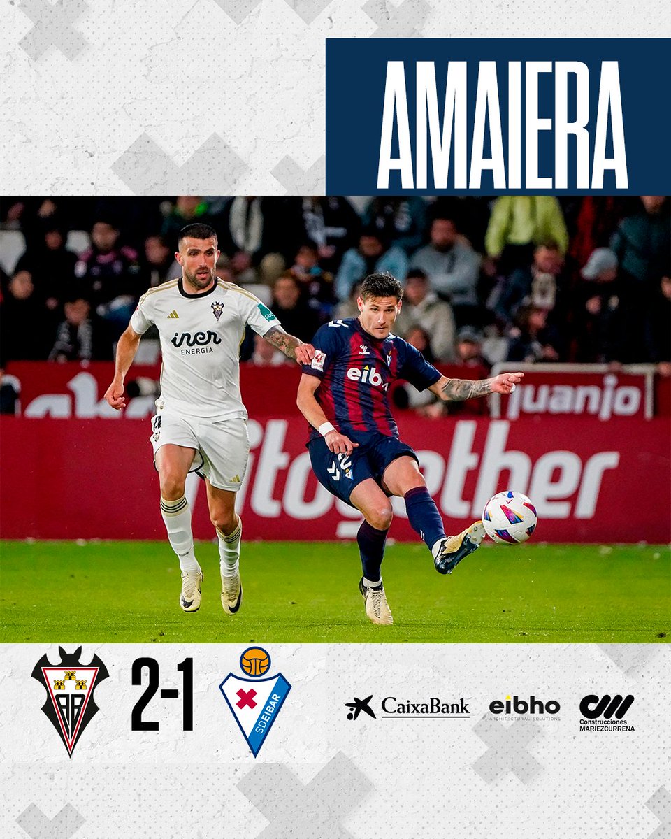 ⚽ #FÚTBOL
🏆 #LigaHypermotion

👎🏻 La SD Eibar pierde en Albacete y cae a la tercera plaza.

📈 El conjunto que entrena Joseba Etxeberria está a 3⃣ puntos del ascenso directo.

📸 #SDEibar

#LaLiga #SegundaDivisión #Eibar #AlbaceteEibar #EuskalKirola #EuskalKirolaTB #EKTB