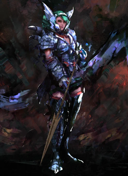 I've only ever done a handful of hunter paintings, human anatomy stresses me out lol  I always overthink it. Hoping to do more hunter pieces this year.  #MonsterHunter #fanart #mh 