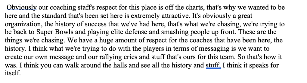 Included this in my story for the Sunday paper, but here was the quote from Mike Macdonald when he was asked about taking down some of the signs and wallpaper murals of the Carroll era in the VMAC: