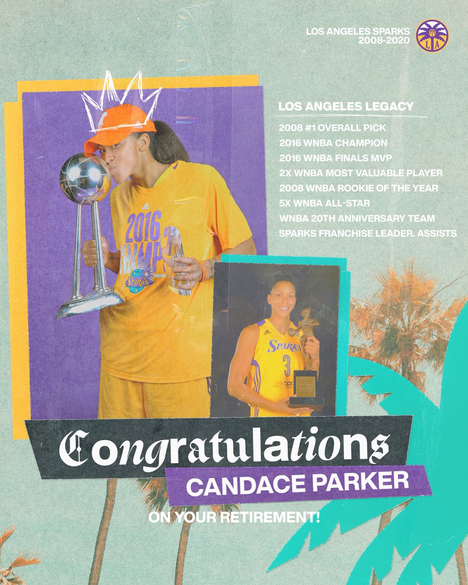 Forever a piece of LA's legacy. 💜💛 Congrats on your retirement, @Candace_Parker! Thank you for your contributions to the Sparks & the game of basketball.