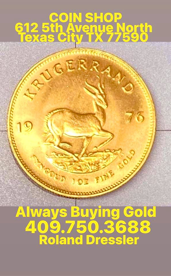 Need Cash? I Buy Gold 409.750.3688 Roland Dressler #RolandDressler #Gold #GoldBuyer #CashforGold #WeBuyGold #RolandDressler #CoinShop #ShopTexasCity #ExploreTexasCity #Numismatic #CoinCollections #EstateBuyouts #EstateJewelryBuyer #GoldCoins #GoldBullion #PortofTexasCity #Money