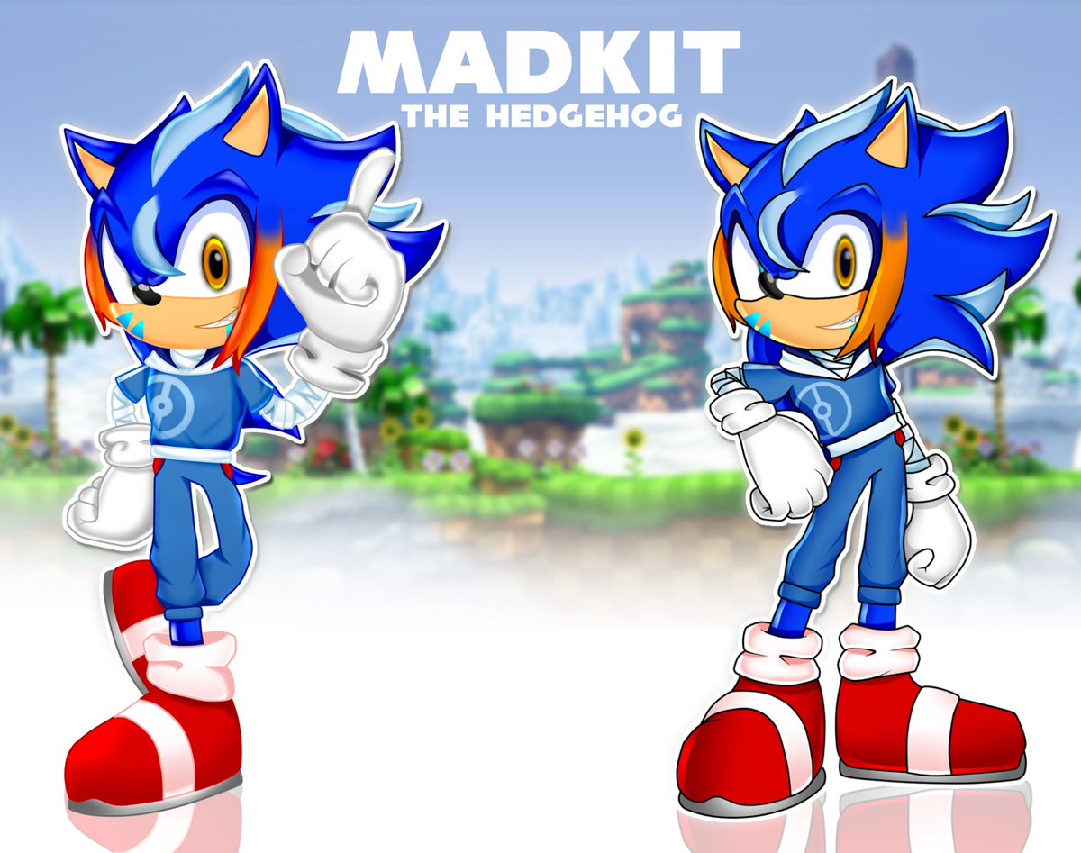 ★Madkit The Hedgehog★ Les presento a Madkit versión #SonicTheHedgehog espero sea de su agrado nwn En dos estilo de coloreado, el mío y el de Yuji Uekawa (Adventure 2 Style) #SonicOC #oc #FanArt #DigitalArt #Vtuber