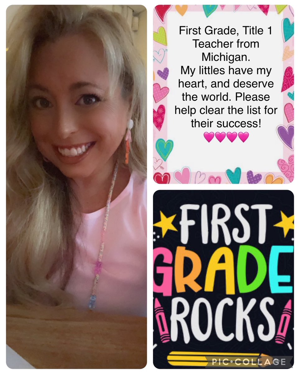 🩷Please share🩷 First grade, Title 1 teacher from Michigan. My littles come from rough backgrounds and what they need the most is to feel safe and loved so learning can happen. Please help me #ClearTheList 💙📝💙#teachertwitter #BetterTogether #BlueCrew amazon.com/hz/wishlist/ls…