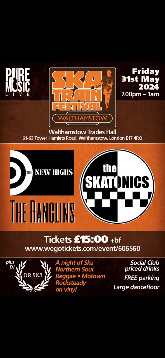 East London calling! There’s nothing like playing a local gig. Get your ticket and come and see us. #ska #soul #mod #2tone 🏁✊🏾