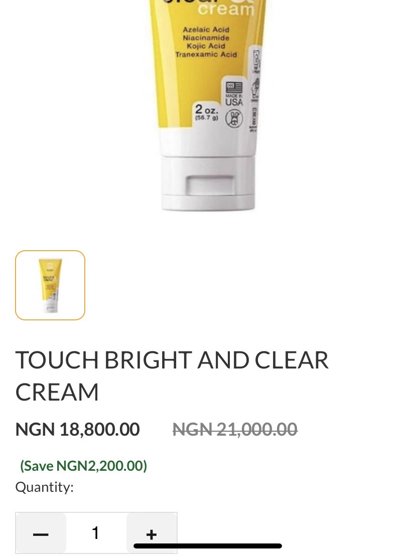 Touch Bright & Clear Cream 

Was 🏷️N21,000❌

Now 🏷️N18,800✅

Shop flutterwave.com/store/skinitng

#nightmarketwithdammyb