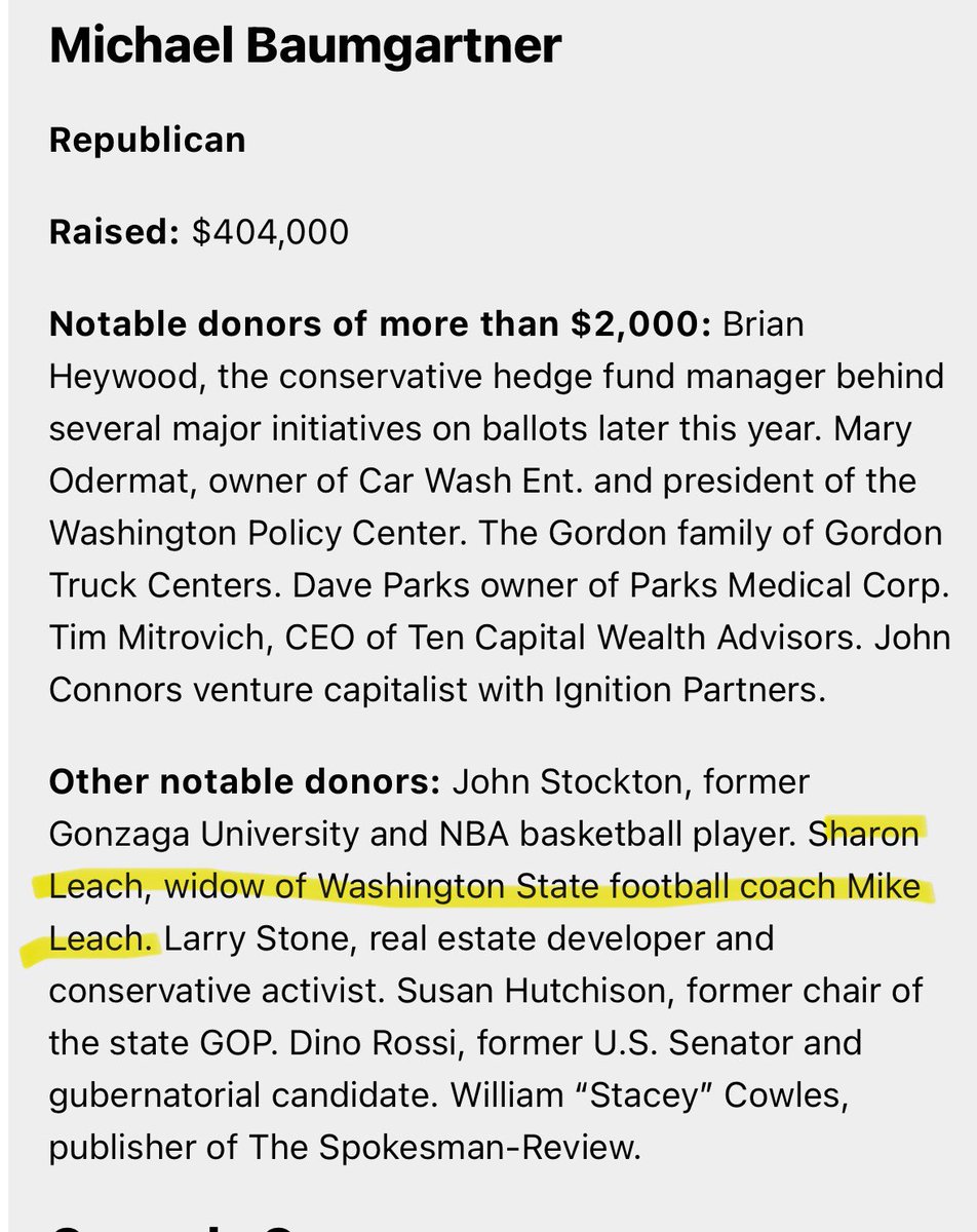 I’m grateful to all the 350+ donors supporting my campaign, but Sharon Leach (Mike’s wife) hold a special spot. Mike and I talked almost every week, - about football, life, travel, war, aliens, whether he should buy and open a movie theatre in Pullman, so many hilarious stories,…