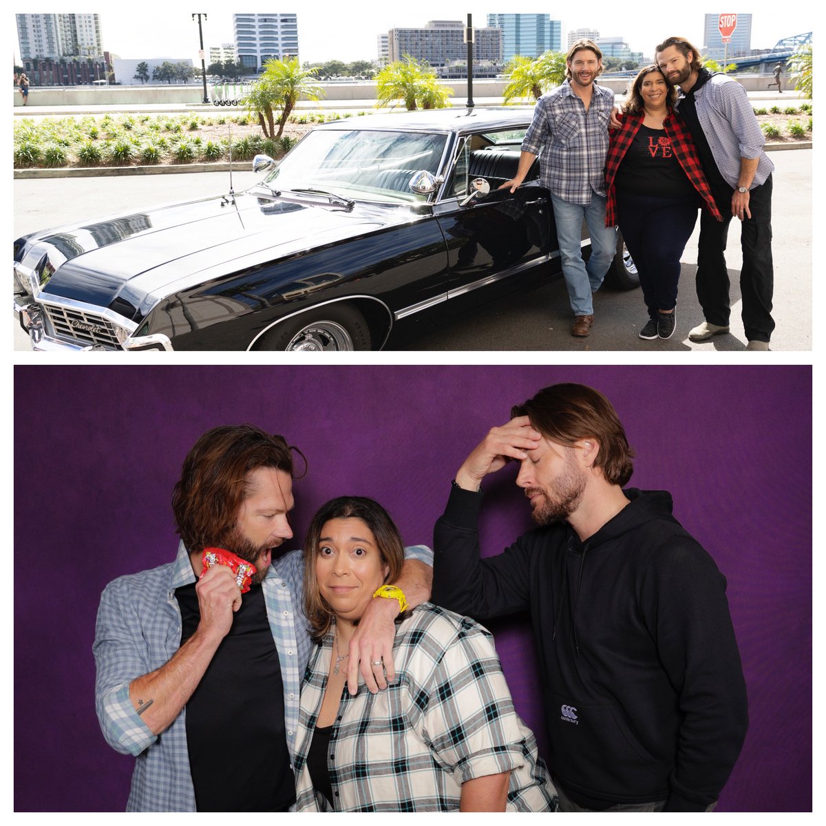 Veronica_Vera's tweet photo. @CreationEnt Top pic was my first time meeting J2 & 1st ever photo op. Bottom pic is a core memory for me…I kept with the skittles theme of my question in the Gold panel..the chaos that ensued when Jared saw the skittles was just 🫎❤️ https://t.co/SlSCpl2Gsi