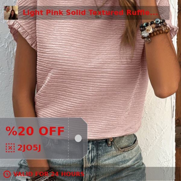 Elevate your daily style with the Light Pink Solid Textured Ruffled Blouse from Jeff's Female Fashions. Perfect mix of elegance & comfort for only $24.57. Grab yours now! #ColorPink #StyleModern #EDMMonthly shortlink.store/lydtkyioqsvz #GoGators