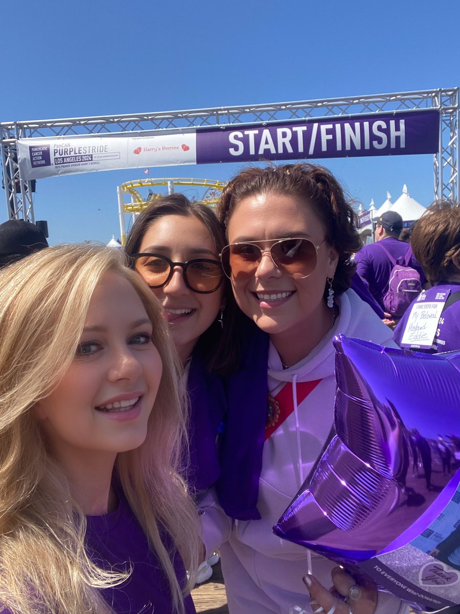 A 'we did it!' shot from the @PanCAN #purplestride #FinishLine yesterday at the #SantamonicaPier. But it's only a finish line for the 2024 walk. The work of eradicating #pancreaticcancer (and all cancers for that matter!) will continue until we have a cure for everyone!  🙏💜