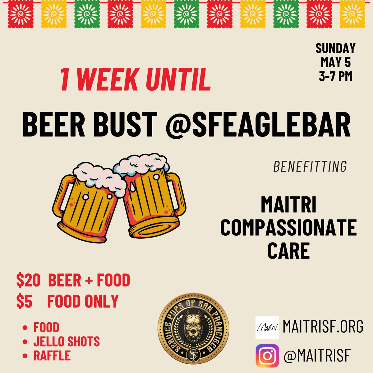 Maitri SF (@maitrisf) on Twitter photo Countdown is on! Join us <a href="/sfeaglebar/">SF Eagle Bar</a> in 1 WEEK between 3-7pm for food and beer to benefit Maitri! Countdown is on! Join us <a href="/sfeaglebar/">SF Eagle Bar</a> in 1 WEEK between 3-7pm for food and beer to benefit Maitri!