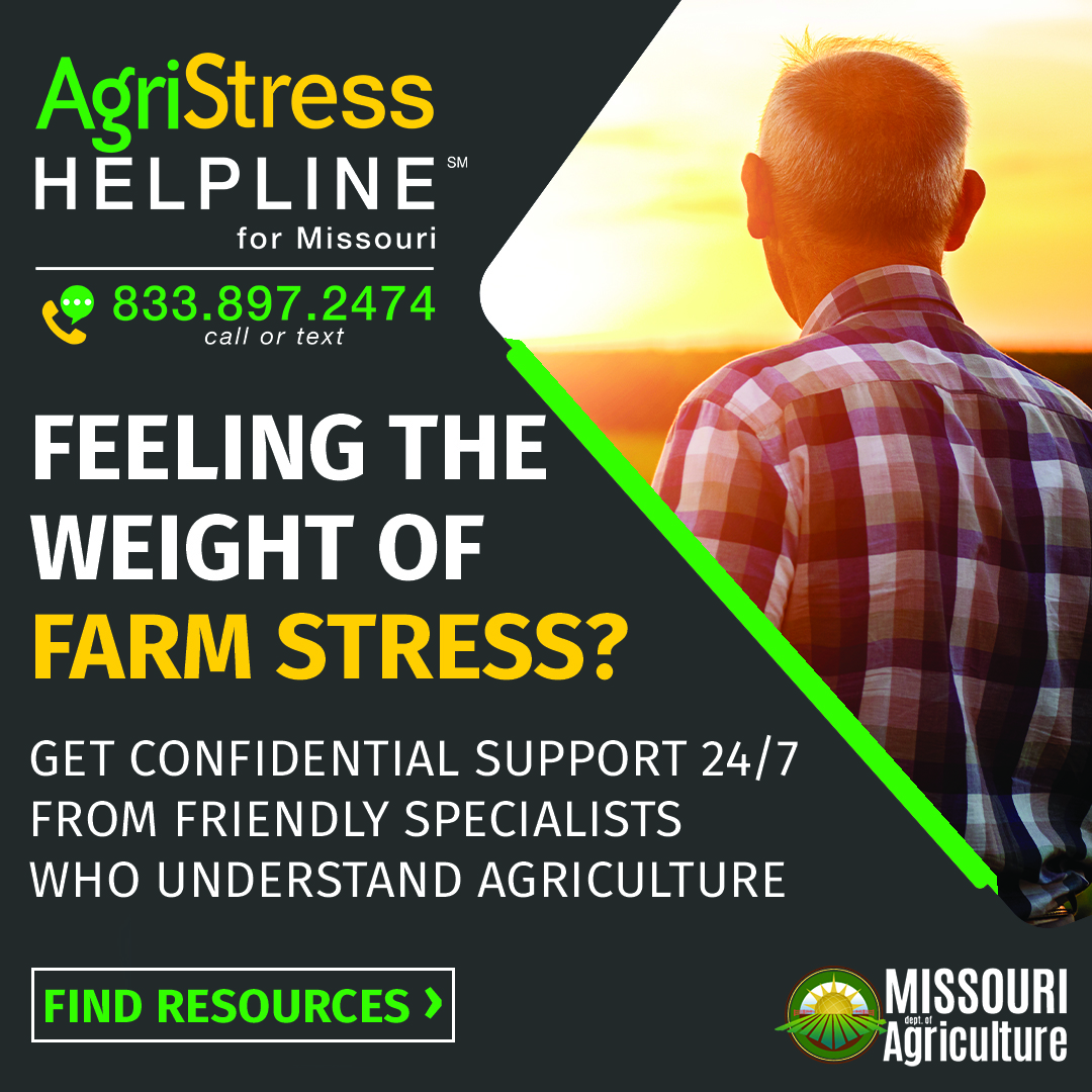 Feeling the weight of farm stress? Call or text the AgriStress Helpline to chat with someone who understands agriculture. Find more resources at agriculture.mo.gov. 👉 (833) 897-2474 #reachMore