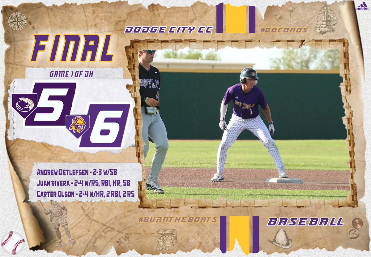 GoConqs's tweet photo. ⚾️Baseball | #GoConqs

FINAL | 6-5 Dodge City (Game 1)

@GoConqsBB belt 3 HR💣&amp; squeeze past Butler to assure the series win....first series win over Butler since 2017 #BurnTheBoats https://t.co/DL8Vmns9di