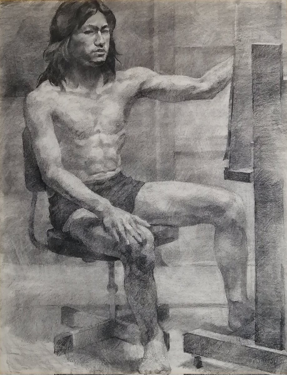 1974年12月〜1975年1月 (高3) 木炭紙に木炭 (10時間)【18歳の自画像