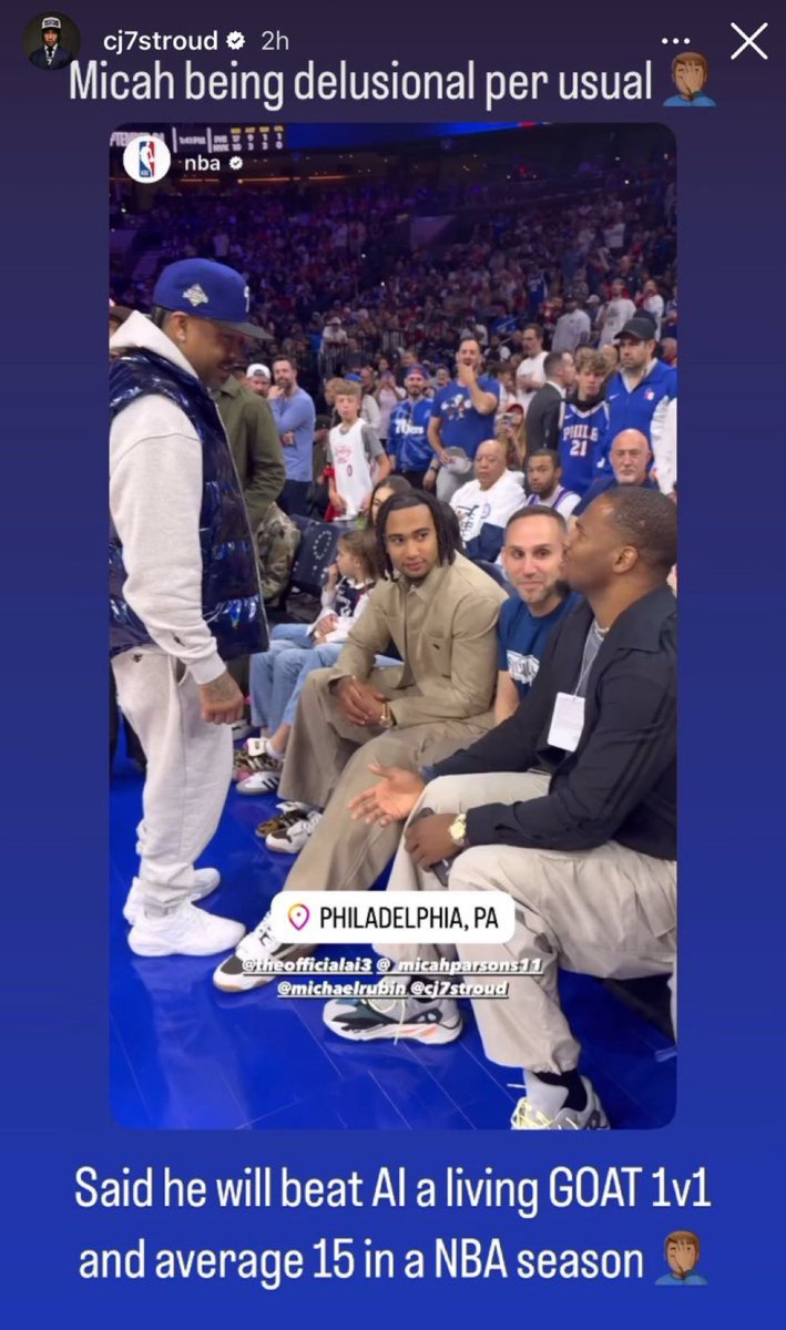 MLFootball's tweet photo. CJ STROUD ON IG 💀💀💀

“Micah being delusional per usual.” 

“(Micah) said he will beat AI 1v1 and average 15 in NBA.” https://t.co/7dUG6SSe8w