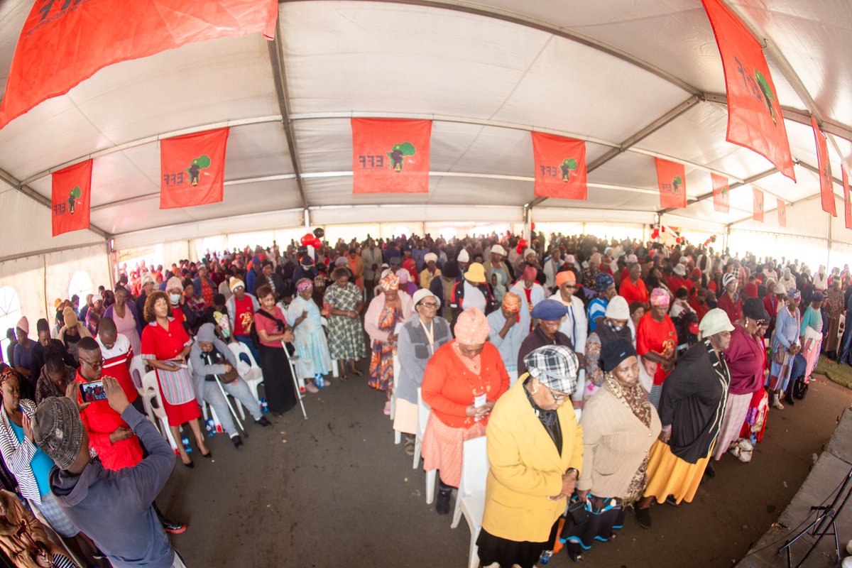 Elderly of Mama Nomzamo Madikizela branch ward 55 @EkurhuleniE ready for Land and Jobs Now, ready for Economic Emancipation, ready to stop loadshadding, ready to deliver President @Julius_S_Malema to the Union Buildings. #VukaVelaVota #VoteEFF29May2024