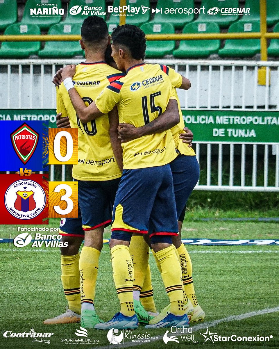 🔴🟡🔵 Finaliza el partido en la Independencia de Tunja. Fue victoria del volcán en el última fecha del apertura colombiano con doblete de Kevin Londoño y Santiago Gómez.