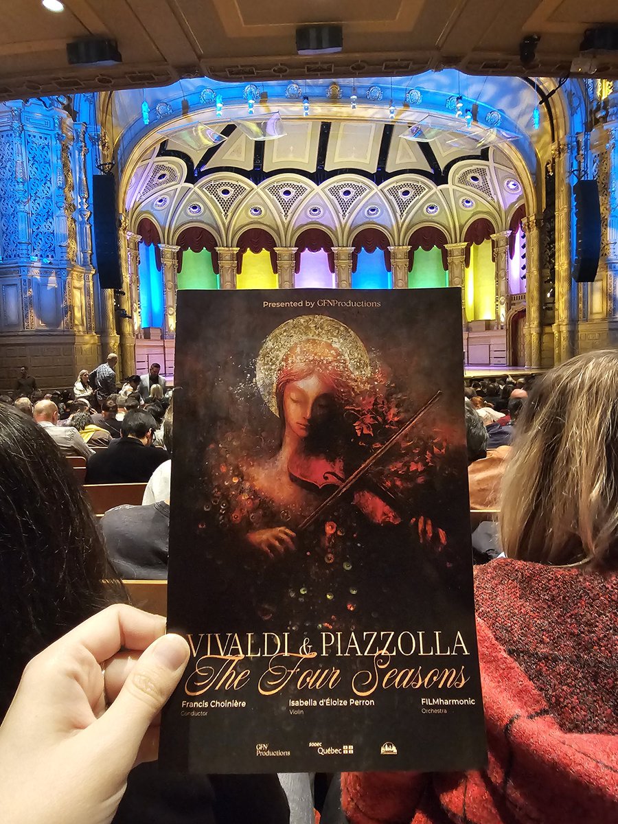 Margare7a's tweet photo. Full house at the Orpheum for today's Vivaldi and Piazzolla concert, the Four Seasons. Kudos to my friends at #GFNProductions for putting on an excellent show. @GFelcarek @WeiShuWang2 🎵🎶🎻 @Vancivictheatre https://t.co/t3yRdIofyL