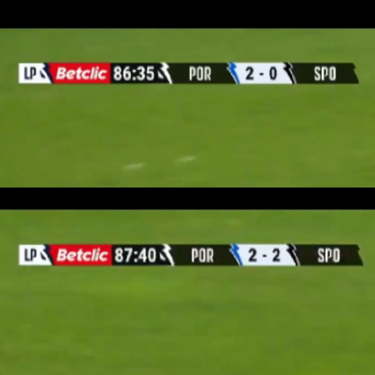 🚨ALERTA RECORDE🚨

Na continuação da inadmissível época 23/24 do @FCPorto , no jogo de hoje da @ligaportugal , conseguimos 2 golos em 65 segundos, repito 65 segundos!!!

Muitos Parabéns a todos os envolvidos!🤡

#FCPorto
