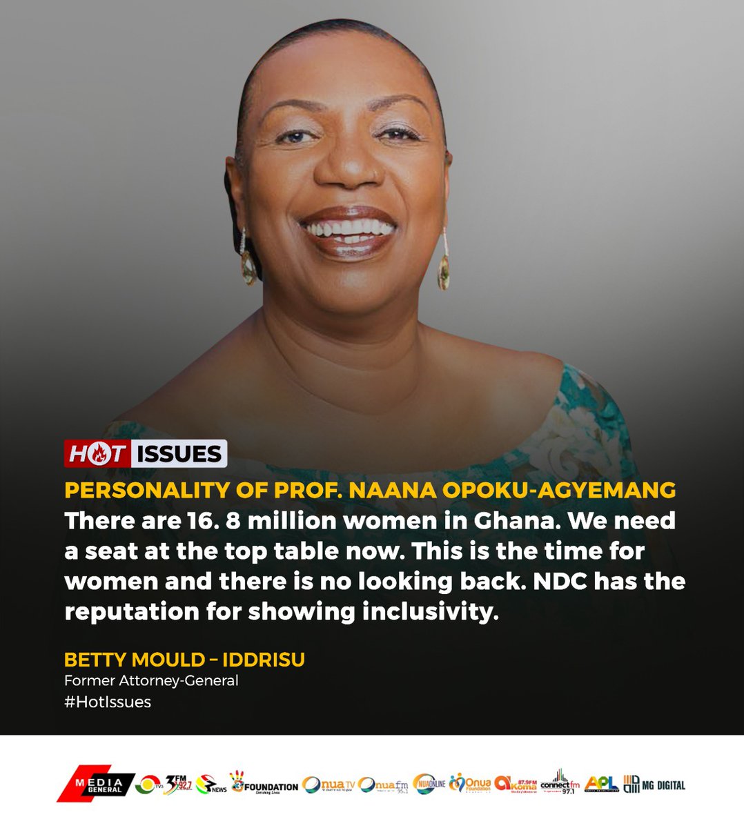 NDC outdoors Prof Naana Opoku-Agyeman as Running Mate: This is the time for women and there's no looking back - Betty Mould-Iddrisu, Former Attorney-General

#HotIssues #3NewsGH