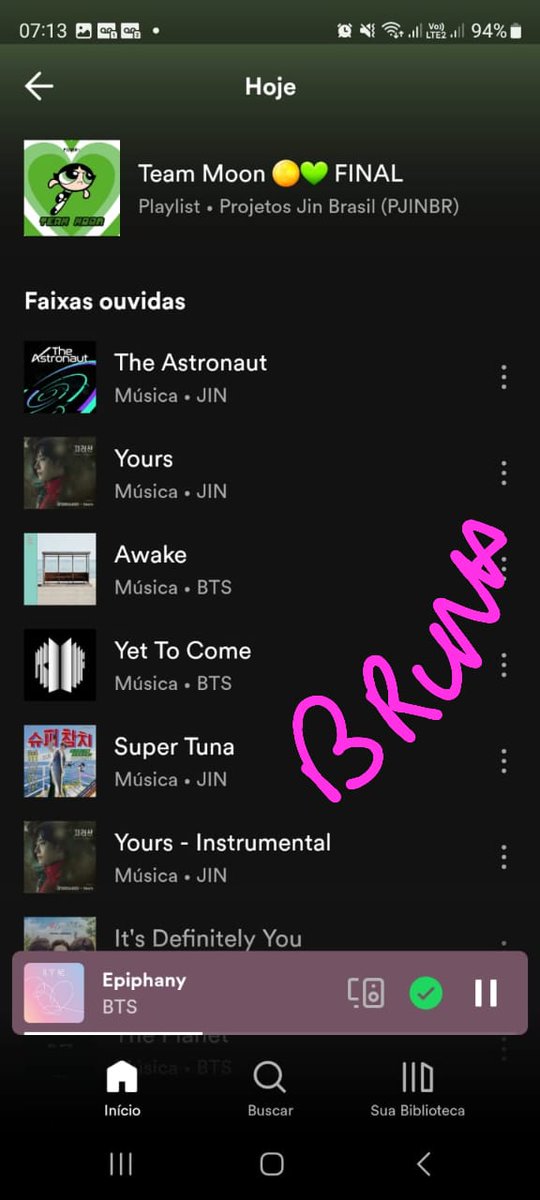 Jesubjin's tweet photo. @ProjetosJinBR Playlist Team Moon (Bruna) #TeamMoom https://t.co/fXyw2m0Kw2