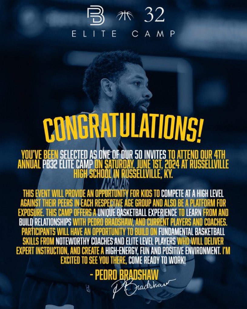 Blessed to again receive an invite from <a href="/PedroBshaw32/">DeAndre</a> to attend the “PB32 Elite Camp.”
