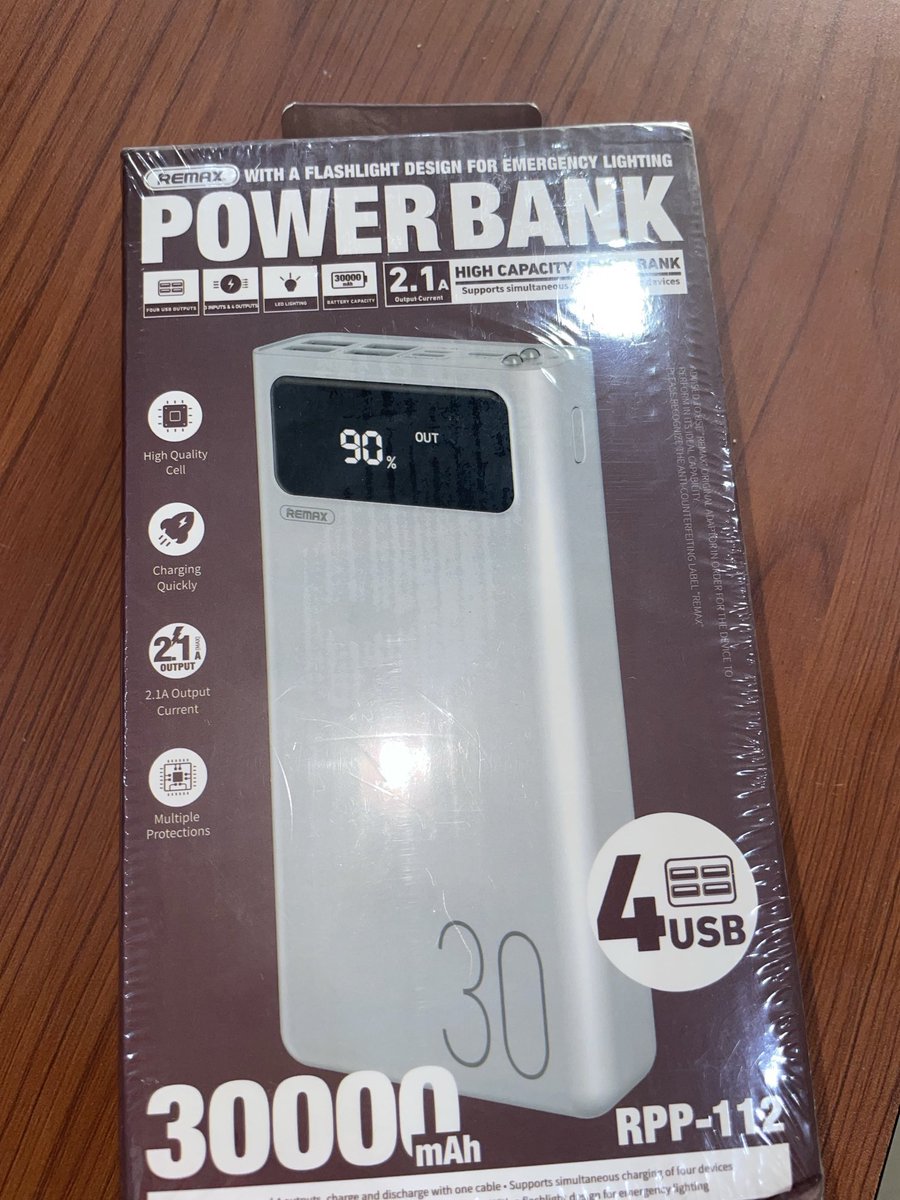 Remax 30000mah power bank,very good and affordable Price : 28k