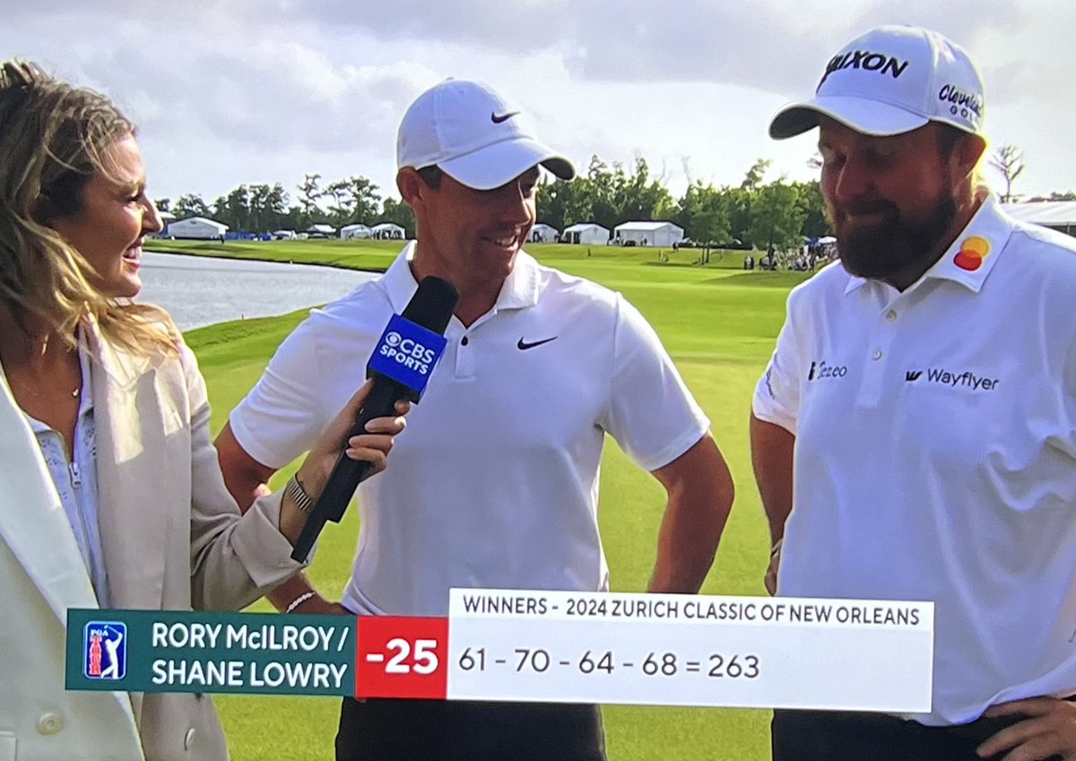 CHAMPIONS! ⁦@McIlroyRory⁩ and ⁦@ShaneLowryGolf⁩ win the Zurich Classic in a play-off!