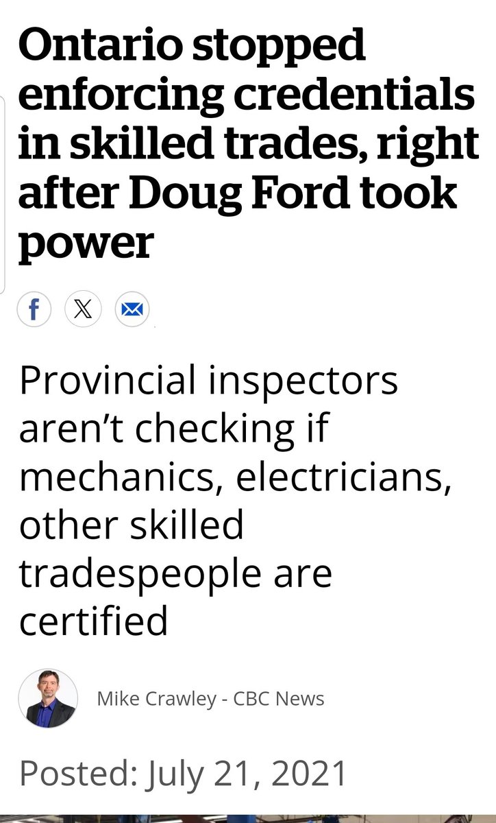 2021 Ford gov stopped checking  skilled trades certifications.
2023, Stephen Lecce and Ford announce apprentice program that lets Grade 11s earn their high-school diploma on the job. 
2023 Ford gov stopped mandatory coroners inquests on construction site deaths.
#DayOfMourning