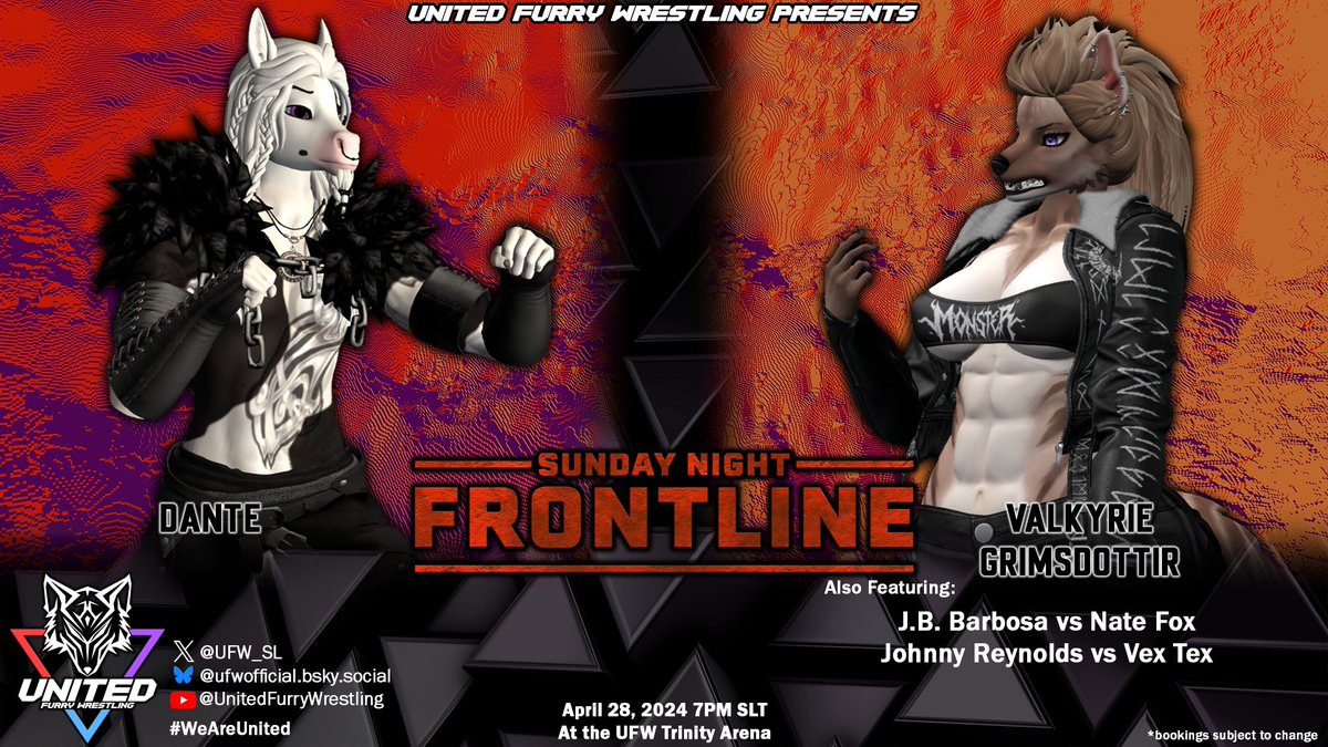 UFW_SL's tweet photo. #UFW_FRONTLINE tonight at the Trinity Arena - 7pm SLT!

Julia Barbosa has a beef with Nate Fox!

The Hero Wrestling Deserves Johnny Reynolds steps into the ring with Vex Tex!

And Norse Horse Dante is back to face Valkyrie Grimsdottir!

7PM SLT - https://t.co/prFtwa5abo https://t.co/OZTbFBE0CV