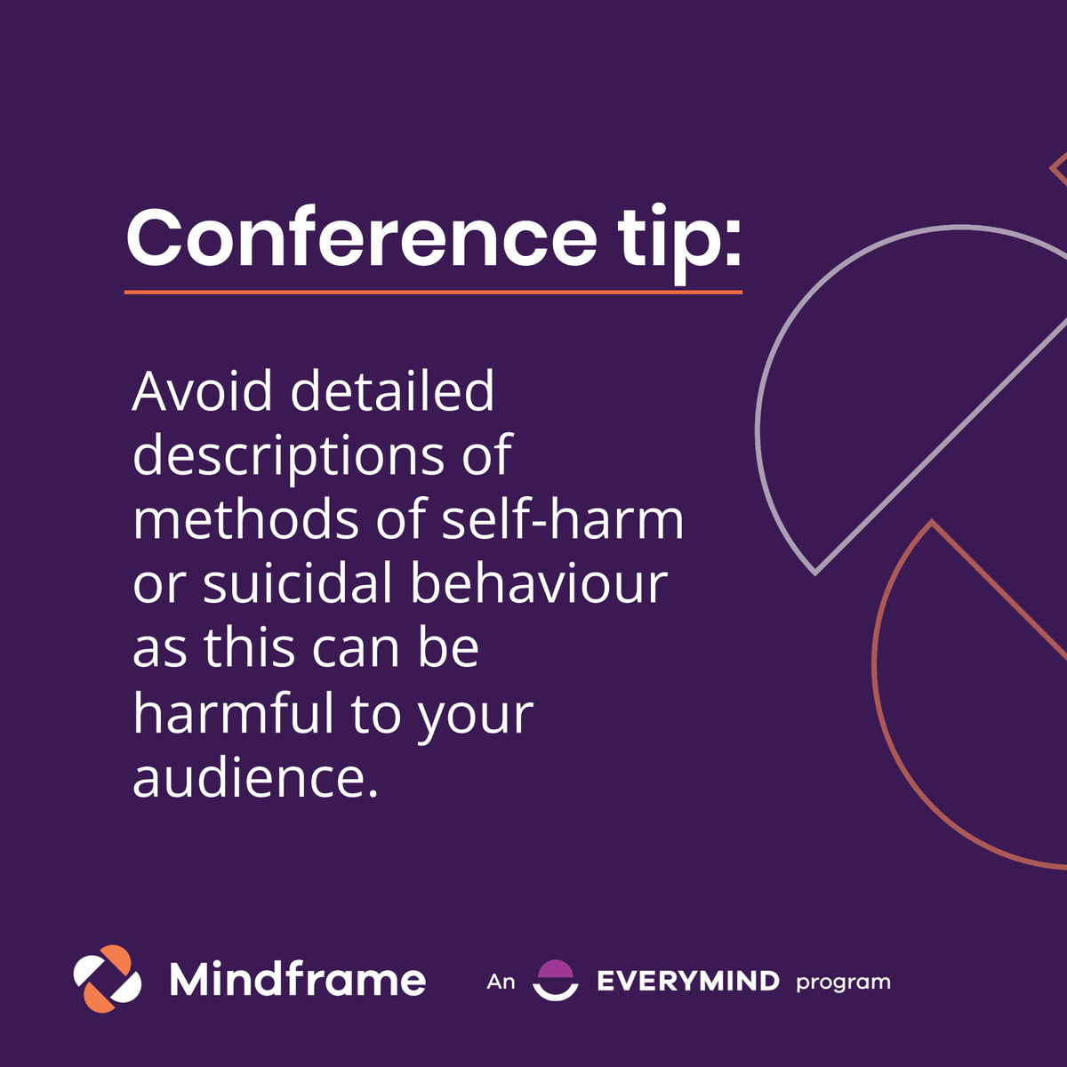 Good morning to all attending #NSPC24 in Adelaide this week! Delegates are reminded of the powerful role of language & images when communicating about #suicide. Mindframe has a free quick reference guide for anyone presenting or taking part in conference discussions that features