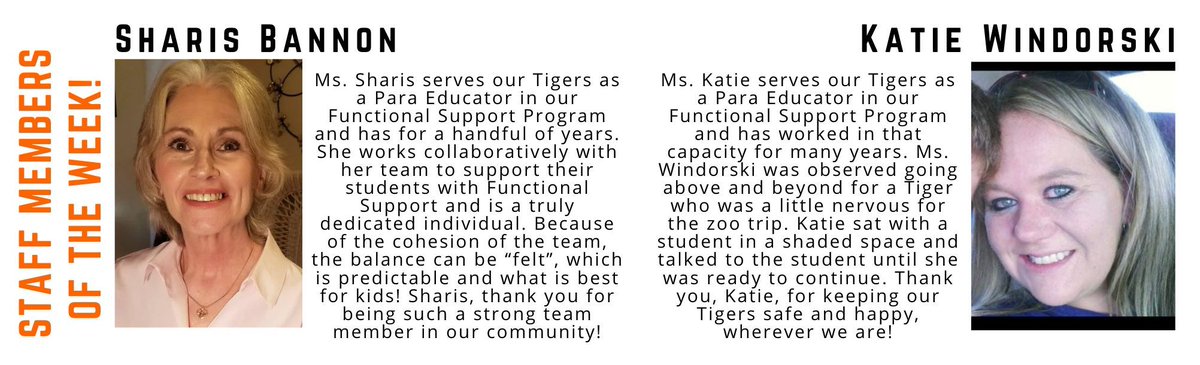 Shout out to two of our paraeducators who support Tigers in our Functional Support program! Thank you, Ms. Sharis and Ms. Katie for ALL that you do! #derbyproud #bethewhy