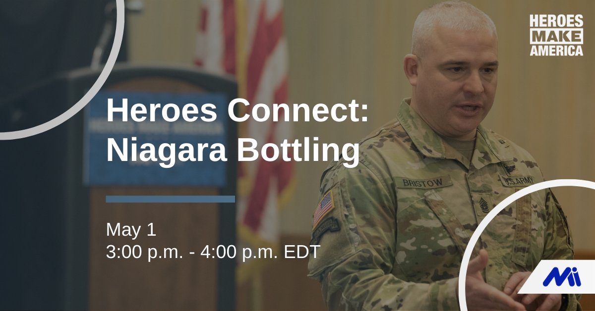 Attend the upcoming #HeroesConnectM2M webinar on May 1 to discover opportunities to work with @NiagaraCareers, the leading beverage manufacturer in the U.S.: themanufacturinginstitute.org/events/heroes-…