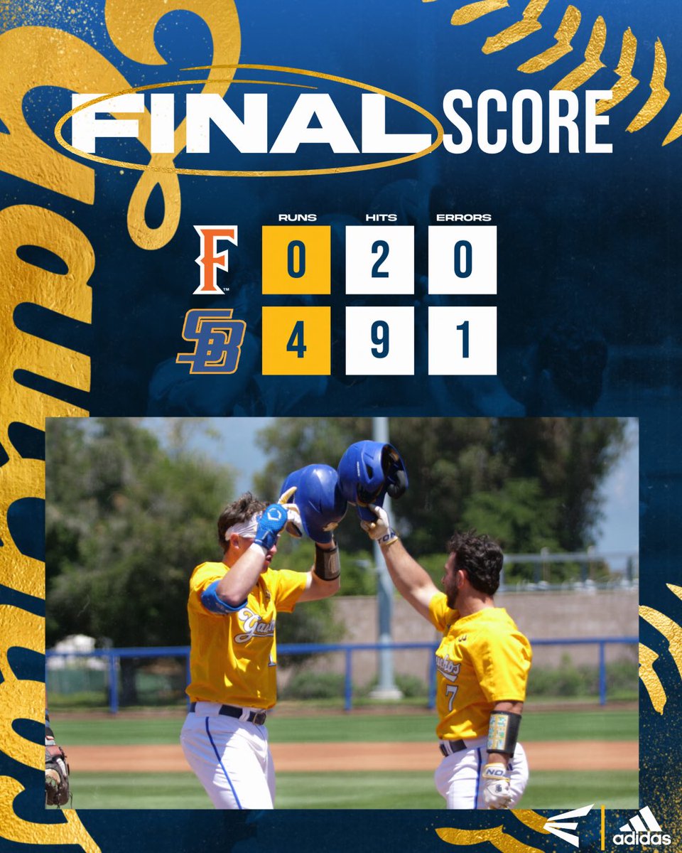 Shutout performance to secure the sweep 💪 The Gauchos take the weekend series over the Titans coming from Durfee’s 3-5 performance at the plate with a lead-off HR in the first and a pair of RBI hits along with a shutout performance on the bump by Tyler Bremner! #GoChos