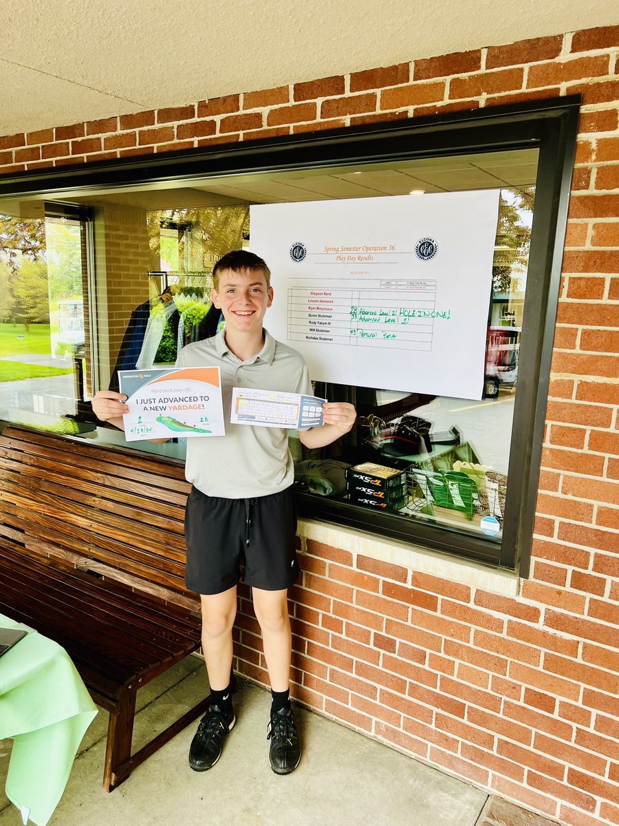 RogSarasinKarr's tweet photo. HOLE-IN-ONE ALERT! 🚨‼️🏌🏽‍♂️Not only did we have 3 passing scores today and 2 personal bests…. WE HAD A HOLE IN ONE FROM 50 YARDS (Tee box)! 🤩😎

What an absolute blast to have these juniors making such great improvements and to be HAVING FUN playing this amazing game! 
#pgacoach https://t.co/yVIaOiLNXp