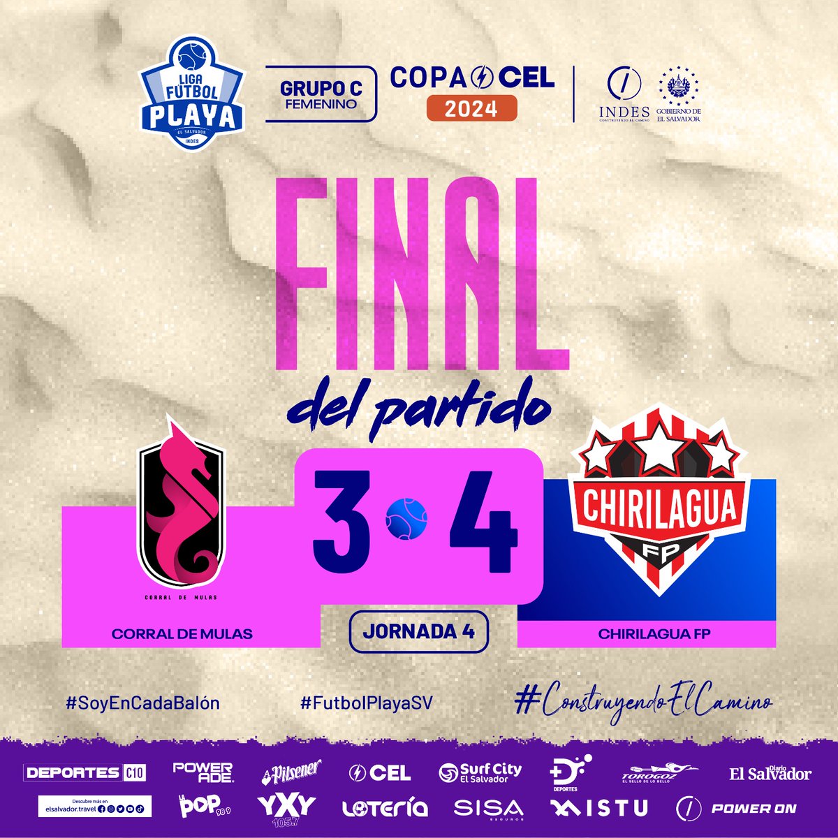 Final del partido | 🔥 Corral de Mulas 3 🆚️ 4 Chirilagua FP 📍 Corral de Mula. 🗣 Grupo C, femenino. #ConstruyendoElCamino
