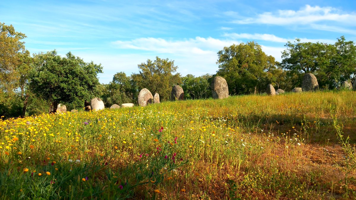 Celebrating European Day of Megalithic Culture with a colorful sunset at Cromeleque dos Almendres. 🧡

#europeandayofmegalithicculture #StandingStoneSunday