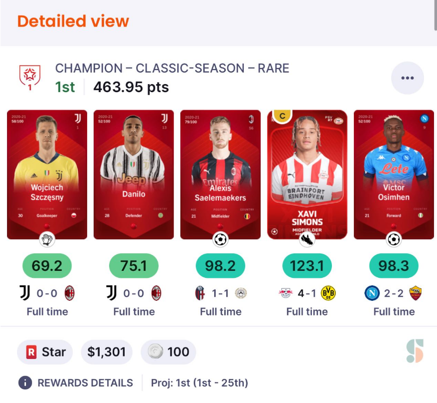 GdayPikachu's tweet photo. Oh boy...how did we end up here? #verylucky Only the barca vs valencia game left with a few players still able to get me, let's hope it holds.....#sorare https://t.co/ssV5TH1ALc