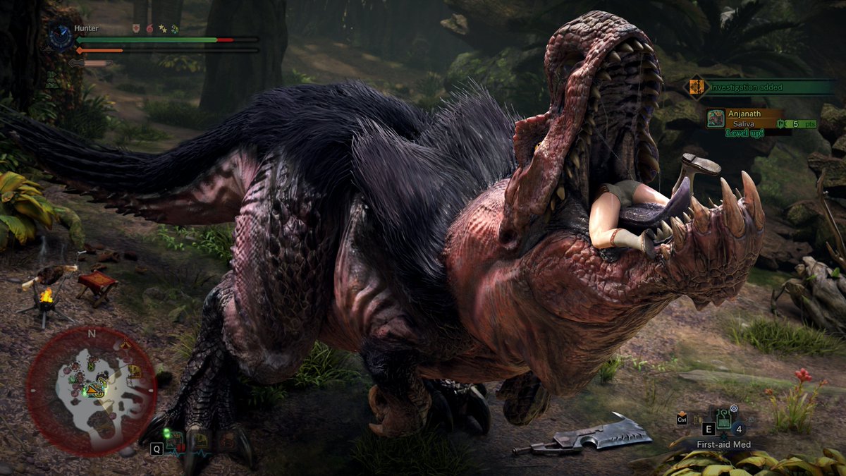 I saw this hashtag #EatYourFriendsDay trending so uh... imagine this Anjanath is friends with this hunter and she's teaching him how to use the Great Sword (he sucks) (repost) #Anjanath #MHWorld #MonsterHunter