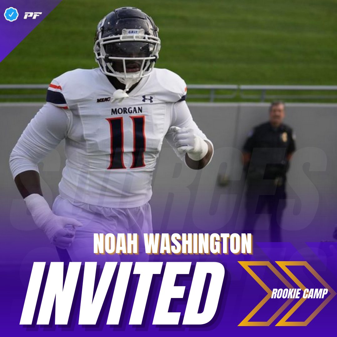 Sources: Morgan State DL Noah Washington has been invited to the #Vikings rookie mini camp @XPANDSports. Runs a 5 second 40-yard dash, would have placed him in Top 10 at NFL combine for DT's.
