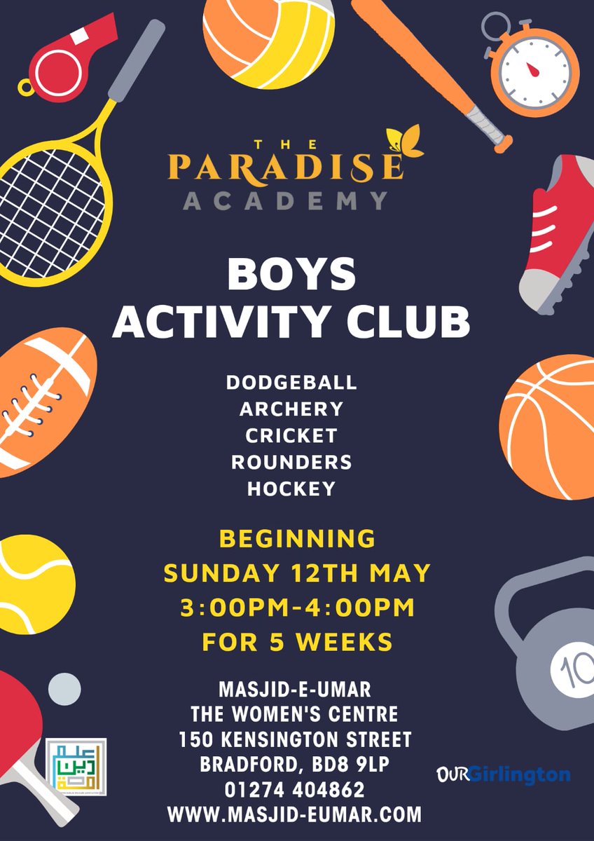 We are exited to announce a Girls and Boys activity club in association with Sunnah Sports. These activities will be held every week for 5 weeks beginning next week. These activities are only for our Madrasah students Year 3. Please sign up and return your form to your teacher