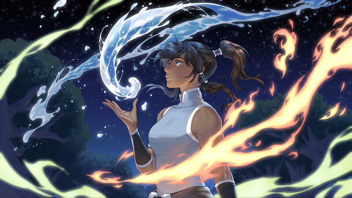 thumbnail > lineart > flat > render process for my fortnite korra piece ✨