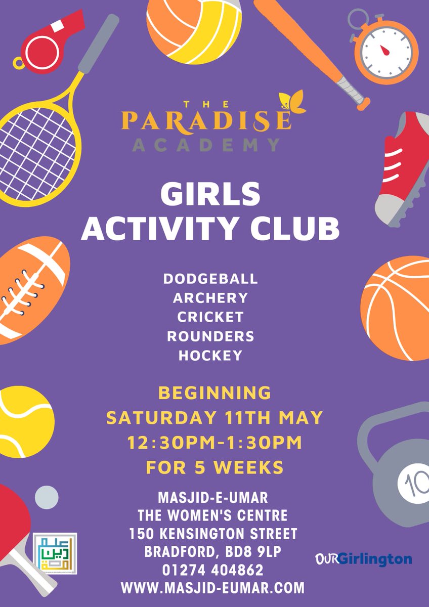 We are exited to announce a Girls and Boys activity club in association with Sunnah Sports. These activities will be held every week for 5 weeks beginning next week. These activities are only for our Madrasah students Year 3. Please sign up and return your form to your teacher