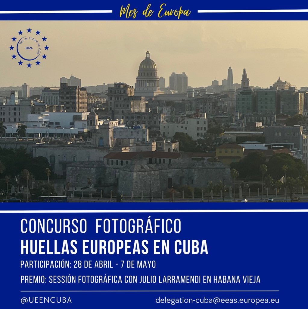 📸Presentamos el concurso de fotografía móvil “Huellas Europeas en Cuba” donde la @ueencuba procura resaltar la acervo compartido entre Cuba y Europa. ¿Te animas? Puedes consultar el reglamento aqui👇🏽 eeas.europa.eu/delegations/cu…