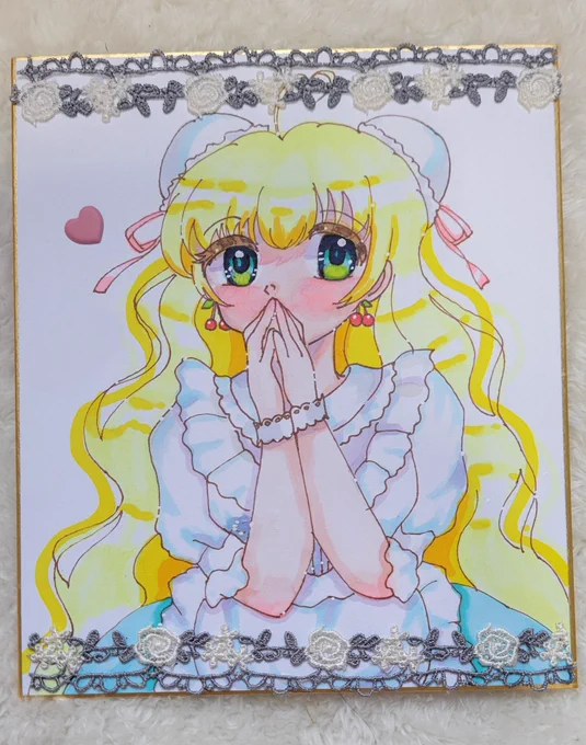 昨日描いた色紙のラフ!シャーペンですここから色々変更あり。珍しいでしょアナログラフ見辛くてごめんね〜 