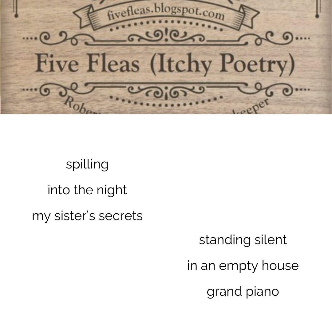 So thrilled to be a part of the flea infestation at 5 Fleas (Itchy Poetry) for the first time! Special thanks and much gratitude to superb editor Roberta Beach Jacobson @beach_haiku for including me in such incredible company. ❤️ Check out this morning’s edition here: