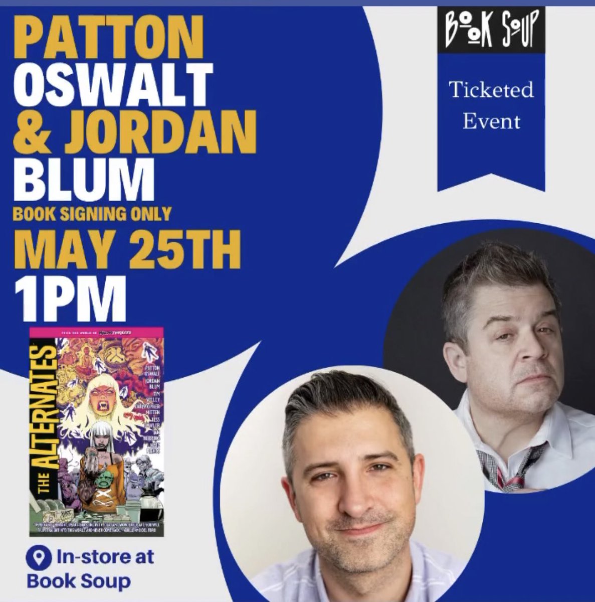 Catch Patton and Jordan next at @BookSoup May 25th at 1pm!
